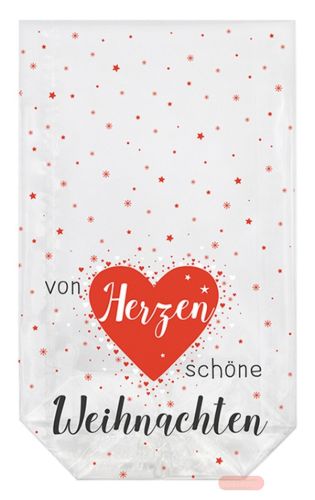 Bild von VON HERZEN, Klarsichtbeutel bedr.&Verschlussclips,11,5x19cm(10er- Sets) - VE 12 (Sets)