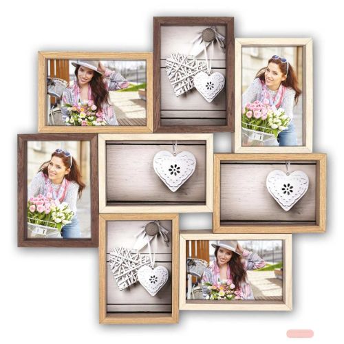 Bild von Wandbilderrahmen Holz Montreaux, für 8 Fotos 13x18cm (ca.53x53cm), TY013