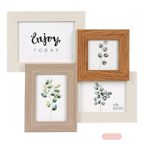 Bild von Wandbilderrahmen für 4 Fotos Bildformat 10x10, 2x10x15, 13x18cm, MDF, Summer natur - VE 2