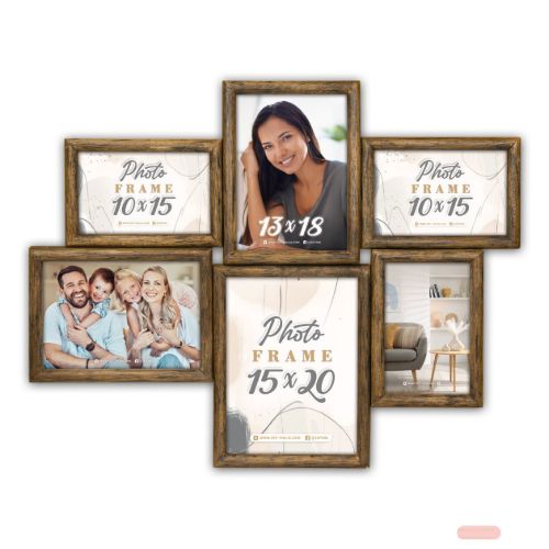 Bild von Wandbilderrahmen Holz Amiens für 6 Fotos, 3x10x15 2x13x18 1x15x20 (54x42) ZL486