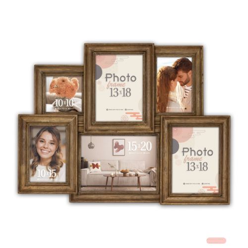Bild von Wandbilderrahmen Holz Giverny für 6 Fotos, 10x10 2x10x15 2x13x18 15x20 (54x41) ZL496