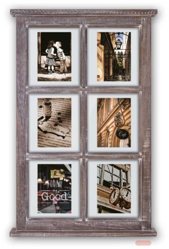 Bild von Wandbilderrahmen Holz Hampton B für 6 Fotos 10x15cm (ca.43x68cm) TZ66B