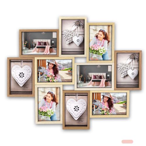 Bild von Wandbilderrahmen Holz Montreaux 10Q, für 10 Fotos 10x15cm (ca.56x47cm) TY091