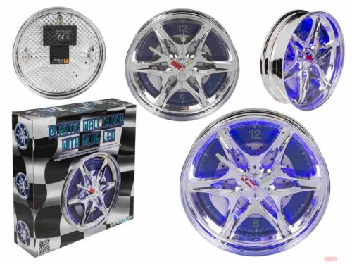 Bild von Wanduhr Felge D:27cm mit blauem LED-Licht - VE 5