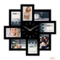 Bild von Wanduhr Trieste Black 50x50cm, Holz, für 8 Fotos 10x15cm, schwarz