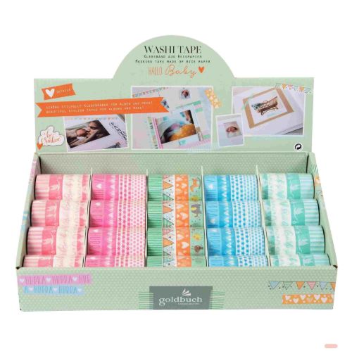 Bild von Washi Tapes Baby, 4x3m, 5-fach gemischt Motive im Display - VE 20