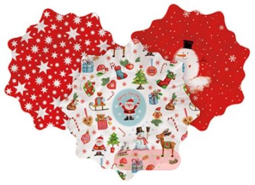 Bild von Weihnachtsteller, Karton bedruckt, Sternform 28 cm, assortiert (3er-Pack) - VE 25 (Pack)