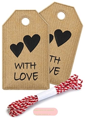 Bild von WITH LOVE, Anhängerset, 2er Set, 3.5x6cm & 1,1m Kordel - VE 10 (Sets)