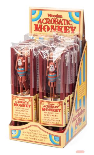 Bild von WOODEN ACROBATIC MONKEY, Affenschaukel, Holz, ca.23cm, Display - VE 12