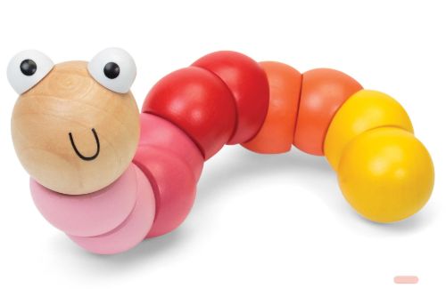 Bild von WOODEN JOINTED WORM, FSC Holzwurm zweifach gemischt, ca.16,5cm, Display - VE 14