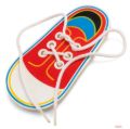 Bild von WOODEN LACING SHOE, Lernspiel Schnürsenkel binden, ca.16cm, im Display - VE 24