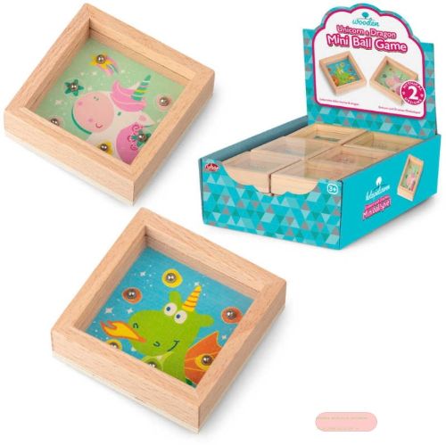 Bild von WOODEN UNICORN AND DRAGON MINI BALL GAME, Kugelspiel Holz 7cm, Display (SR)