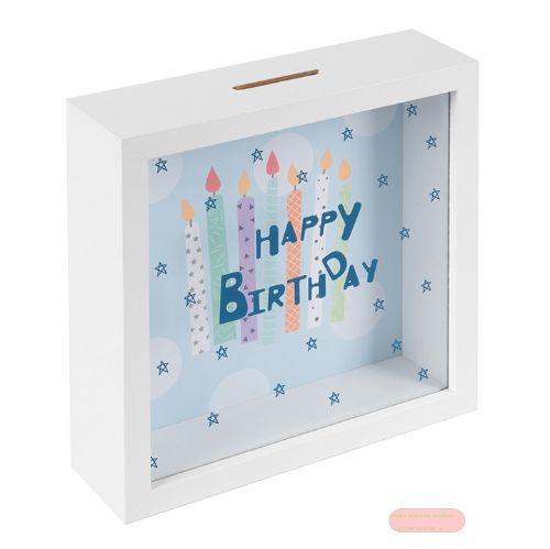 Bild von Wunscherfüller Holzkasten/Glas 18x18x5cm, Birthday - VE 3