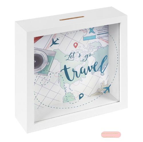 Bild von Wunscherfüller Holzkasten/Glas 18x18x5cm, Let's go travel - VE 3