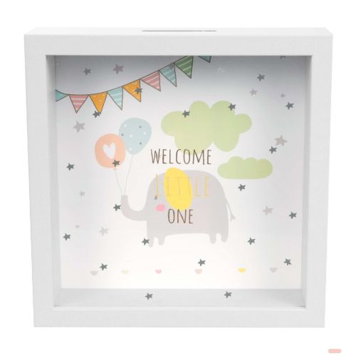 Bild von Wunscherfüller Holzkasten/Glas 18x18x5cm, Welcome little one - VE 3