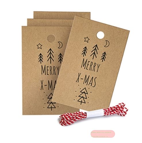 Bild von X-MAS TREE, Anhängerset, 5er Set, 8,5x5,5cm & 1,1m Kordel - VE 10 (Sets)