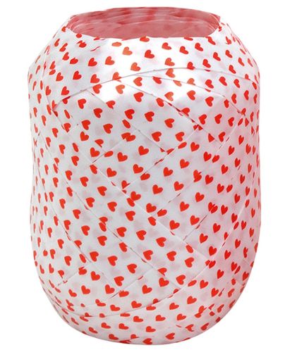 Bild von Eiknäuel Jumbo, Polyband 10mmx20m , Deko Miniherzen rot/weiss - VE 6