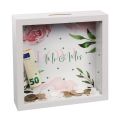 Bild von Spardose Wunscherfüller Holzkasten/Glas 18x18x5cm, Mr. & Mrs. - VE 3