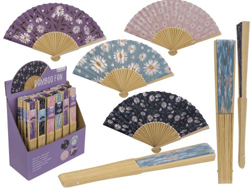 Bild von Bambus-Fächer Daisy Flower, ca.21cm, farben mehrfach gemischt, Display - VE 24