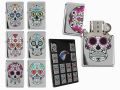 Bild von Benzin-Feuerzeug Coloured Skull, 6-fach ass., 2 x Displays - VE 24