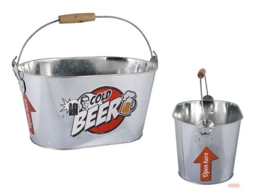 Bild von Ovaler Metall-Eimer Cold Beer mit Flaschenöffner, ca.26x13cm - VE 6