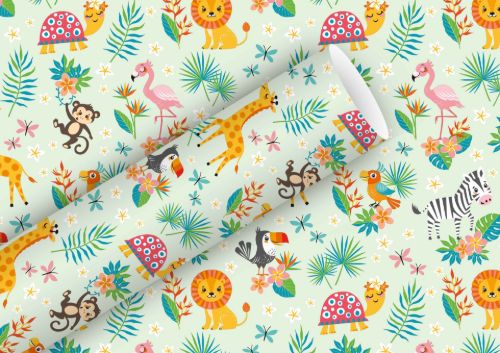 Bild von Geschenkpapier Rollen 2m x 70cm, Happy Animals Jungle - VE 5 (alte Art.-Nr.1353-26405)