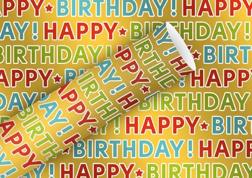 Bild von Geschenkpapier Rollen metallic 1,5m x 70cm, Birthday Star - VE 5 (alte Art.Nr.1353-23424)