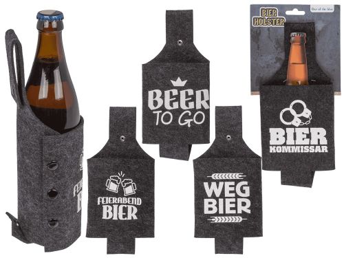 Bild von Filz-Flaschenholster für Flasche gemischte Sprüche deutsch, ca.27x12cm - VE 12