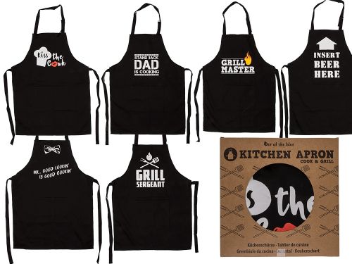 Bild von Küchenschürze Cook & Grill, ca.80x60 cm, gemischte Sprüche, Einzelverpackung - VE 6