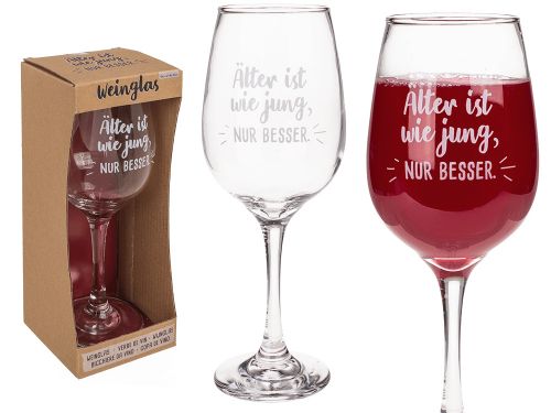 Bild von Weinglas, Älter ist wie jung, nur besser, ca.420ml, ca.22,5cm, Kraftpapierbox - VE 12