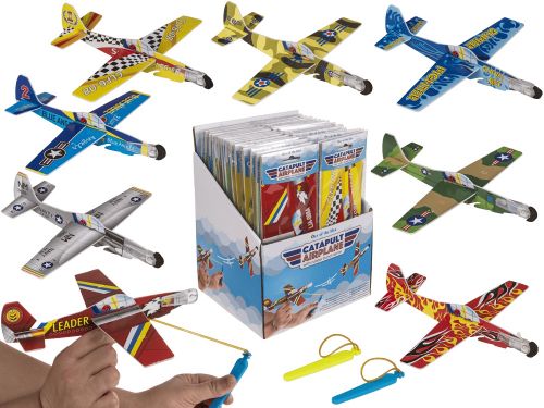 Bild von Flugzeug mit Gummibandkatapult, ca.20cm, Kunststoff, gemischt im Display - VE 36