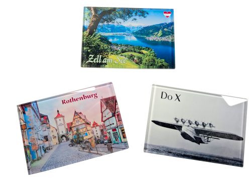 Bild von Facettierter Rechteck Glas Magnet, Souvenir, ca.5,5x7,8cm, Bild/Text nach Wunsch - VE 24