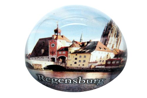 Bild von Runde Bildlinse aus Glas Briefbeschwerer, D:7,8cm, Text/Bild nach Wunsch - VE 12