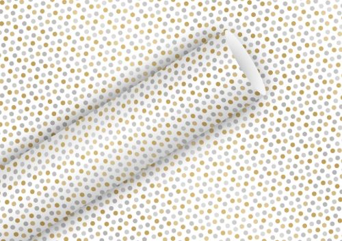 Bild von Geschenkpapier Rollen 2m x 70cm, Minidots weiss/gold - VE 5 (alte Art.-Nr.1353-22401)