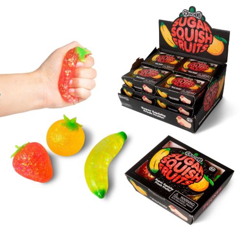 Bild von SCRUNCHEMS SUGAR SQUISH FRUITS, Squeeze Früchte, ca.12cm, Box, Display  - VE 12