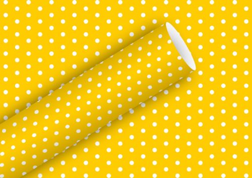Bild von Geschenkpapier Rollen 2m x 70cm, Annett Dots gelb - VE 5 (alte Art.-Nr.1353-24401)