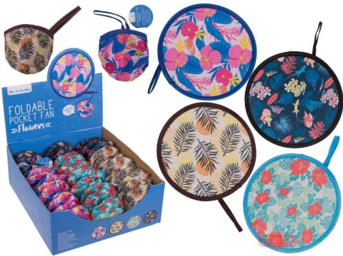 Bild von Taschenfächer faltbar,Flowers,ca.20cm,polyester,m.Tasche,mehrfach gemischt,Display - VE 36