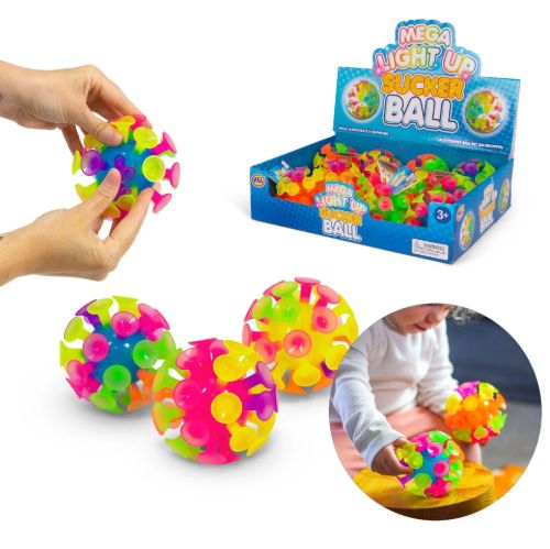 Bild von MEGA LIGHT UP SUCKER BALL, Saugnapfball leuchtend inkl.Batterie, ca.10cm, Display - VE 12