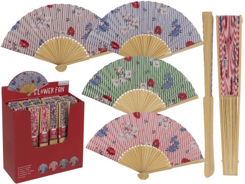 Bild von Bambus-Fächer Oriental Flowers, ca.21cm, im Display - VE 24