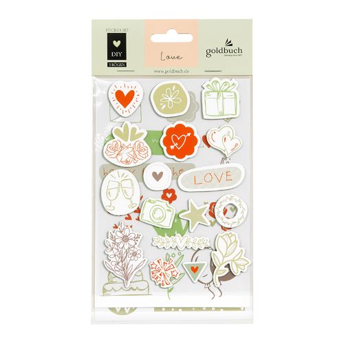 Bild von Sticker Set Love, 3 Bögen/47 Sticker - VE 5