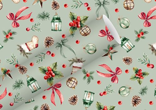 Bild von Geschenkpapier High Rollen 2m x 70cm, Festive Decoration, salbei - VE 5