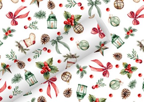 Bild von Geschenkpapier High Rollen 2m x 70cm, Festive Decoration, weiss - VE 5