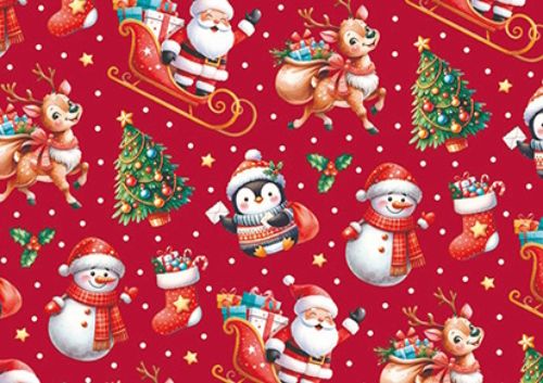 Bild von Geschenkpapier High Rollen 2m x 70cm, Funny X-Mas, red - VE 5