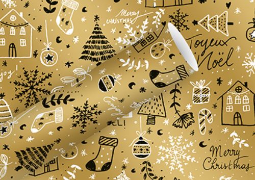 Bild von Geschenkpapier High Rollen 2m x 70cm, Holiday gold Alu - VE 5