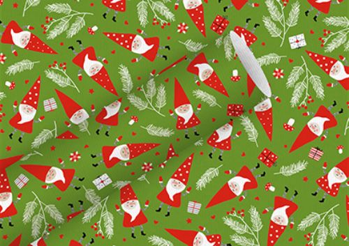 Bild von Geschenkpapier Rollen 2m x 70cm, Kraftpapier, Gnomes grün - VE 5