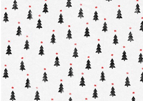 Bild von Geschenkpapier Rollen 2m x 70cm, Kraftpapier, Tiny Trees schwarz-rot - VE 5