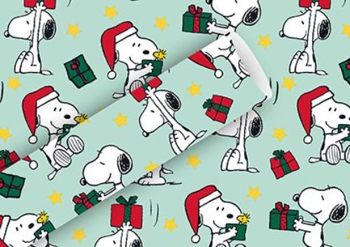 Bild von Geschenkpapier Rollen 2m x 70cm, Snoopy X-Mas mint - VE 5