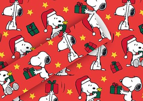 Bild von Geschenkpapier Rollen 2m x 70cm, Snoopy X-Mas rot - VE 5