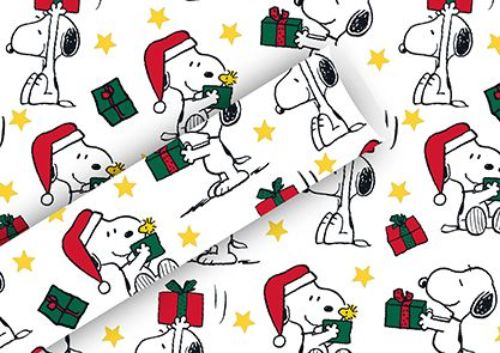Bild von Geschenkpapier Rollen 2m x 70cm, Snoopy X-Mas weiss - VE 5