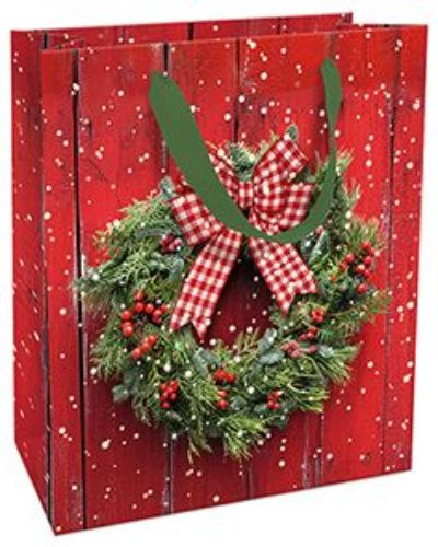 Bild von Geschenktasche matt, 18x21x8cm, Red X-mas Door - VE 8